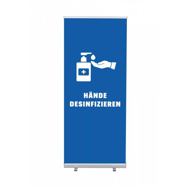 Roll-Banner Budget 85 Complete Set Desinfect Hands Blue German