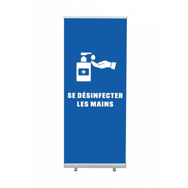 Roll-Banner Budget 85 Complete Set Desinfect Hands Blue French