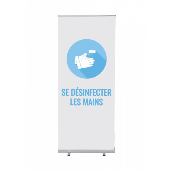 Roll-Banner Budget 85 Complete Set Desinfect Hands White French