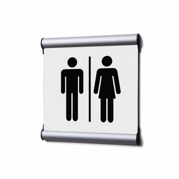 Door Sign 15,5 x 15,5 cm Set Men/Women White